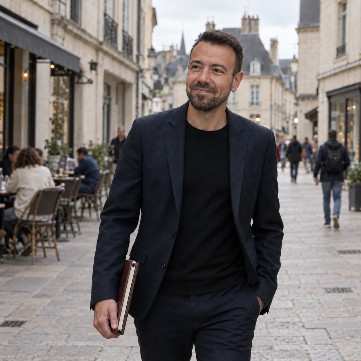 Raphaël Scherrer dans une rue de Dijon