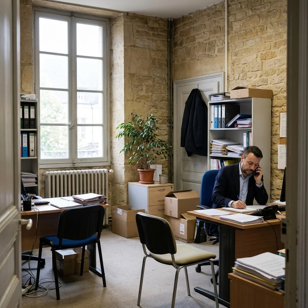 Raphaël Scherrer au téléphone dans son bureau à Dijon